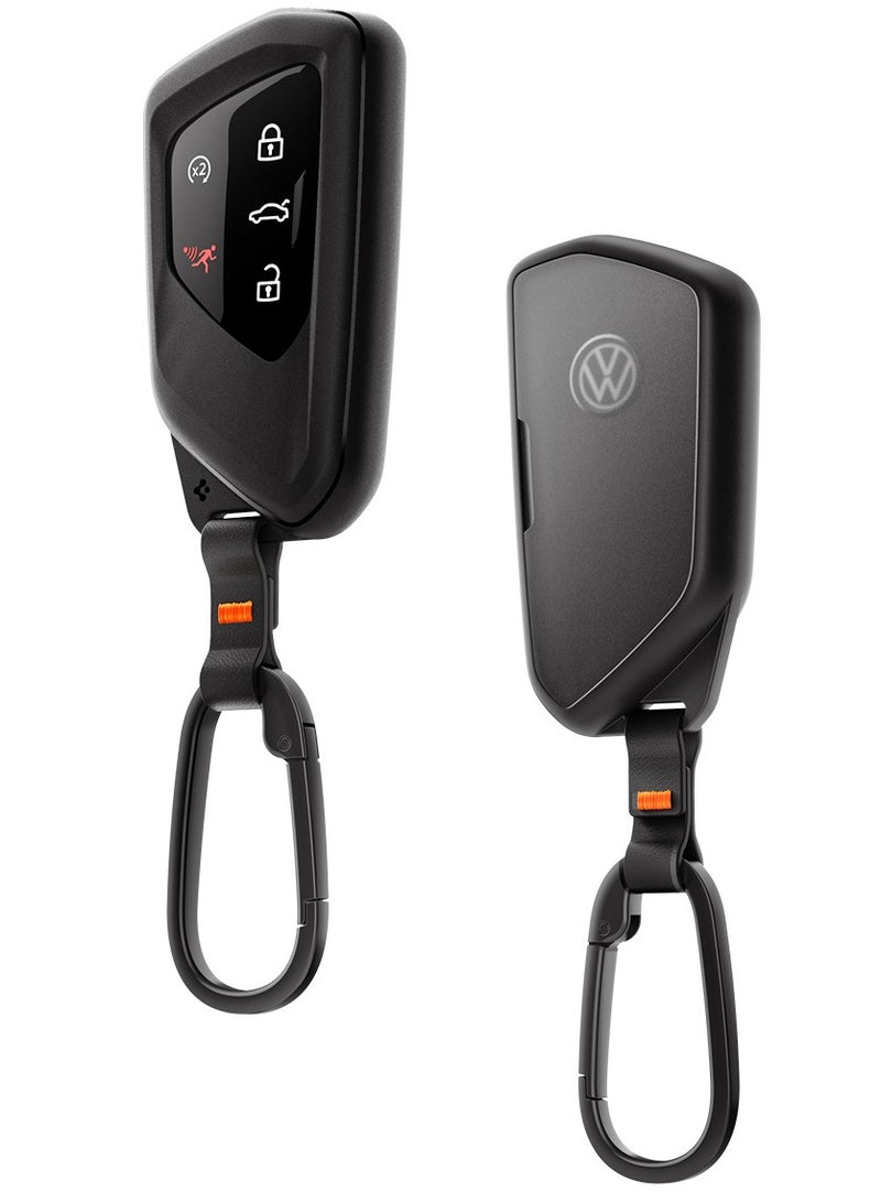 Spigen Volkswagen Key Fob Cover Rugged Armor Case with Carabiner for Volkswagen Golf Tiguan Atlas ID4 Smart Keyfob, Select Models of Skoda & Seat - Black - Image 1